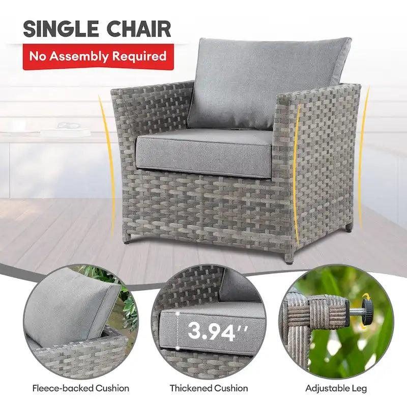 Ensemble de mobilier de jardin en résine tressée XIZZI 6 pièces avec table basse