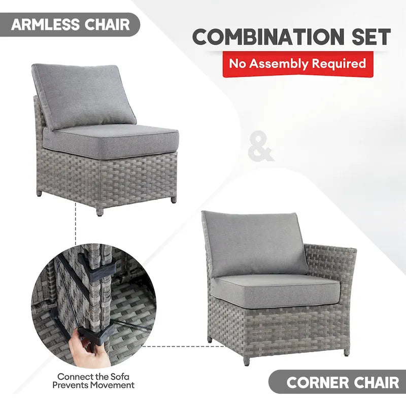 Ensemble de mobilier de jardin en résine tressée XIZZI 6 pièces avec table basse