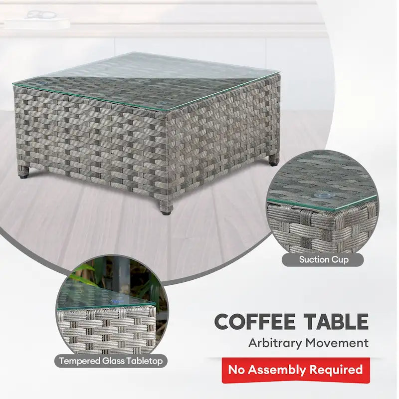 Ensemble de mobilier de jardin en résine tressée XIZZI 6 pièces avec table basse