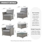 Ensemble de mobilier de jardin en résine tressée XIZZI 6 pièces avec table basse