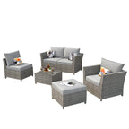 Ensemble de mobilier de jardin en résine tressée XIZZI 6 pièces avec table basse