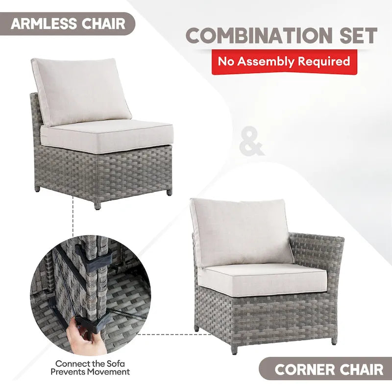 Ensemble de mobilier de jardin en résine tressée XIZZI 6 pièces avec table basse