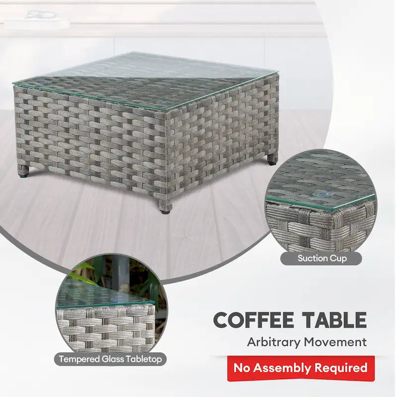Ensemble de mobilier de jardin en résine tressée XIZZI 6 pièces avec table basse