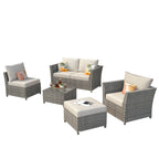 Ensemble de mobilier de jardin en résine tressée XIZZI 6 pièces avec table basse