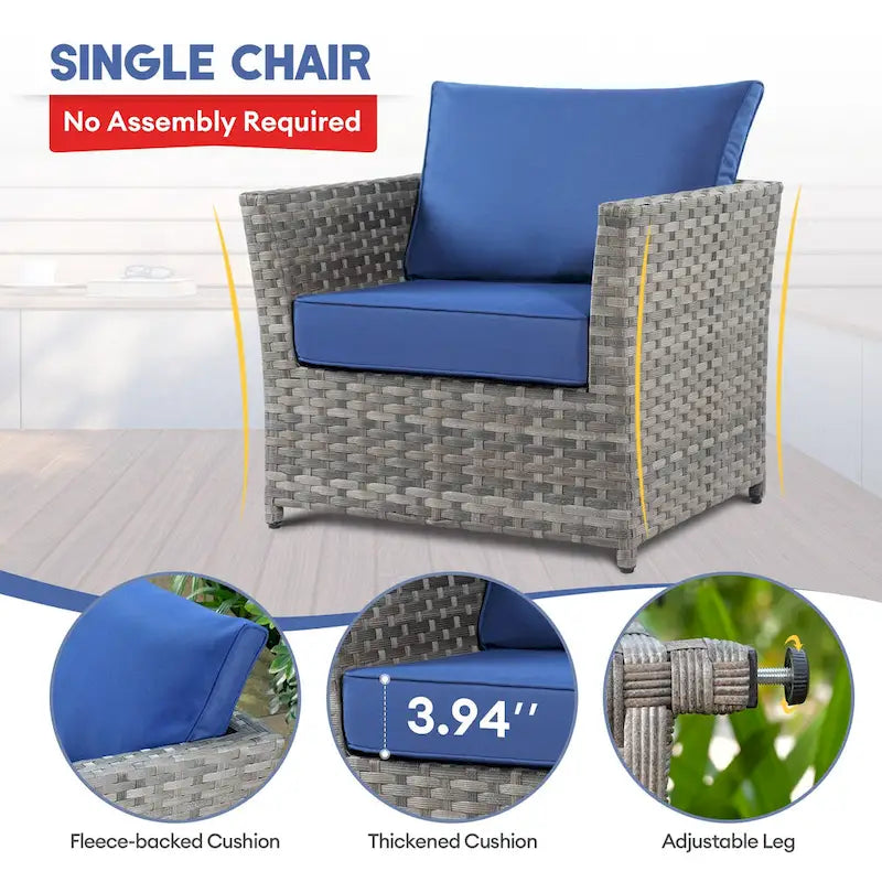 Ensemble de mobilier de jardin en résine tressée XIZZI 6 pièces avec table basse