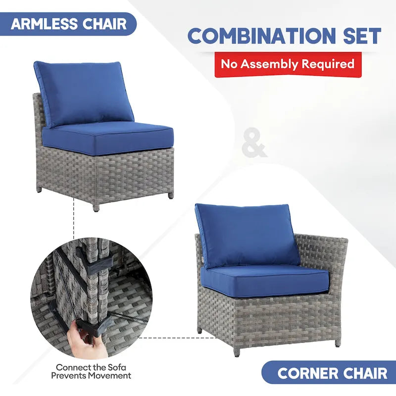 Ensemble de mobilier de jardin en résine tressée XIZZI 6 pièces avec table basse