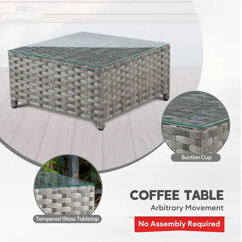 Ensemble de mobilier de jardin en résine tressée XIZZI 6 pièces avec table basse