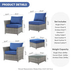 Ensemble de mobilier de jardin en résine tressée XIZZI 6 pièces avec table basse