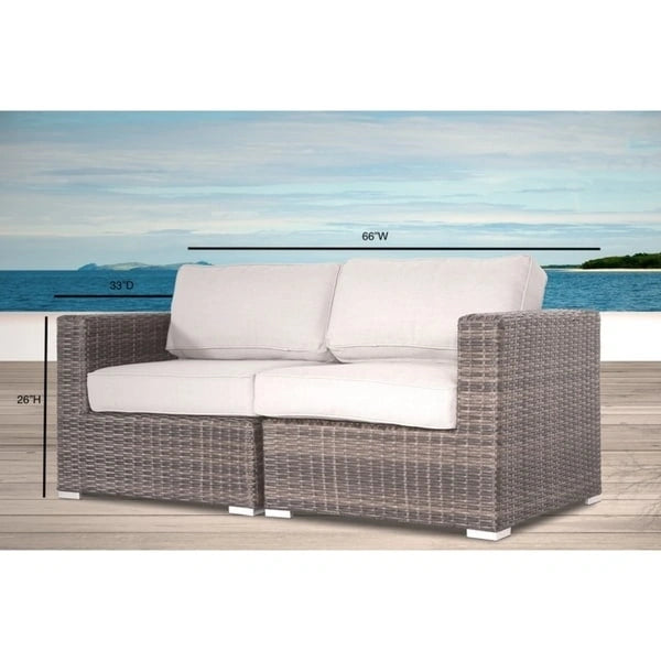 Canapé deux places LSI avec coussins, mobilier d'extérieur de qualité hôtelière, canapé de patio