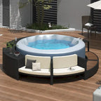 Spa Surround Spa Frame Patio Rattan Sofa Set with Storage Spaces, Mini Sofa and Comfortable Cushion for Patio,Backyard, Beige