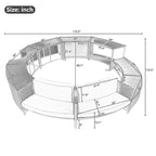 Ensemble de canapé de jardin en rotin avec structure de spa, rangements intégrés, mini-canapé et coussins confortables, beige.
