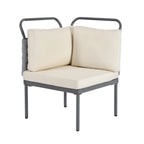Ensemble de canapé d'angle moderne 5 pièces pour patio, mobilier d'extérieur en corde tressée avec table en verre et coussins