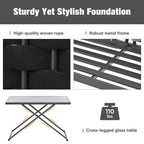 Ensemble de canapé d'angle moderne 5 pièces pour patio, mobilier d'extérieur en corde tressée avec table en verre et coussins