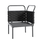 Ensemble de canapé d'angle moderne 5 pièces pour patio, mobilier d'extérieur en corde tressée avec table en verre et coussins