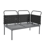 Ensemble de canapé d'angle moderne 5 pièces pour patio, mobilier d'extérieur en corde tressée avec table en verre et coussins