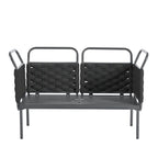 Ensemble de canapé d'angle moderne 5 pièces pour patio, mobilier d'extérieur en corde tressée avec table en verre et coussins