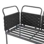 Ensemble de canapé d'angle moderne 5 pièces pour patio, mobilier d'extérieur en corde tressée avec table en verre et coussins