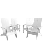 Ensemble de 4 chaises Adirondack modernes à double dossier à lattes pour intérieur/extérieur