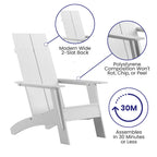 Ensemble de 4 chaises Adirondack modernes à double dossier à lattes pour intérieur/extérieur
