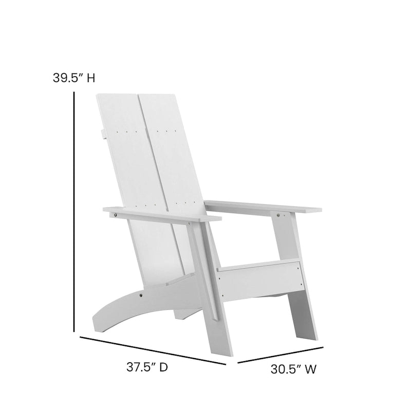 Ensemble de 4 chaises Adirondack modernes à double dossier à lattes pour intérieur/extérieur