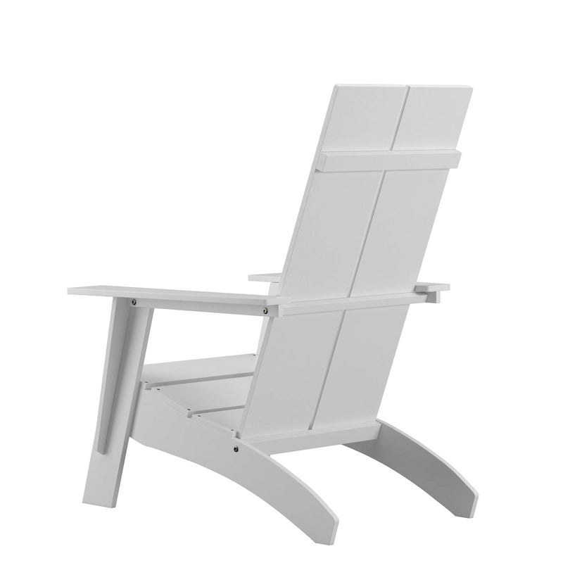 Ensemble de 4 chaises Adirondack modernes à double dossier à lattes pour intérieur/extérieur