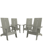 Ensemble de 4 chaises Adirondack modernes à double dossier à lattes pour intérieur/extérieur