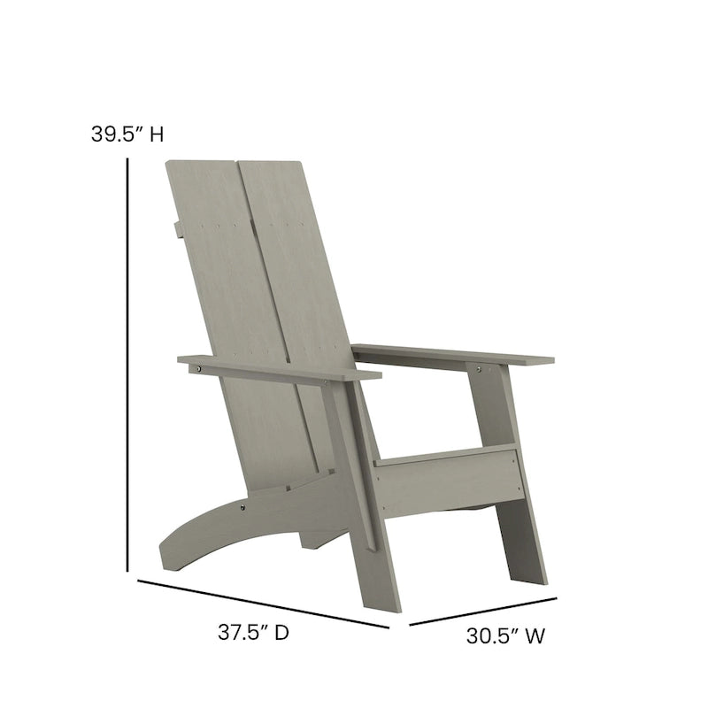 Ensemble de 4 chaises Adirondack modernes à double dossier à lattes pour intérieur/extérieur