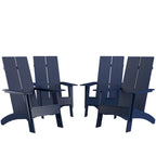 Ensemble de 4 chaises Adirondack modernes à double dossier à lattes pour intérieur/extérieur