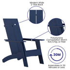 Ensemble de 4 chaises Adirondack modernes à double dossier à lattes pour intérieur/extérieur
