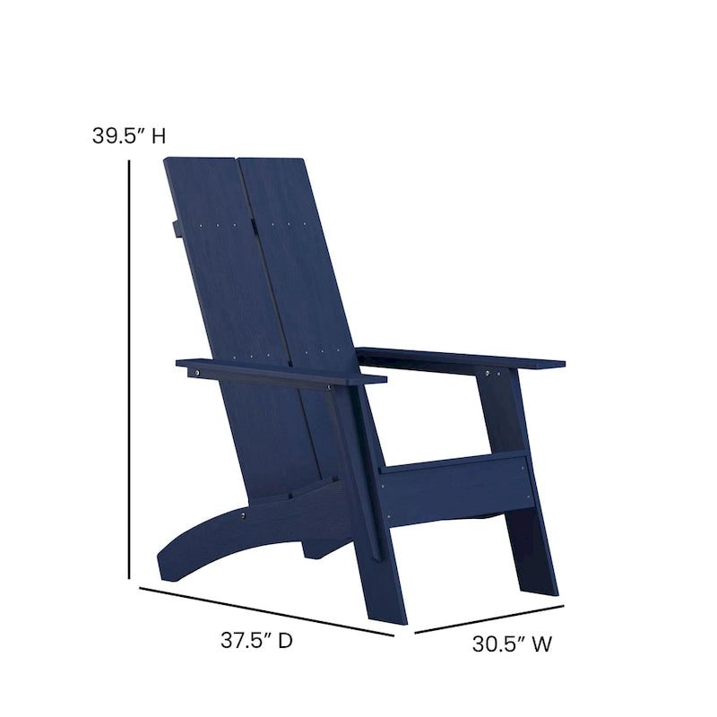 Ensemble de 4 chaises Adirondack modernes à double dossier à lattes pour intérieur/extérieur