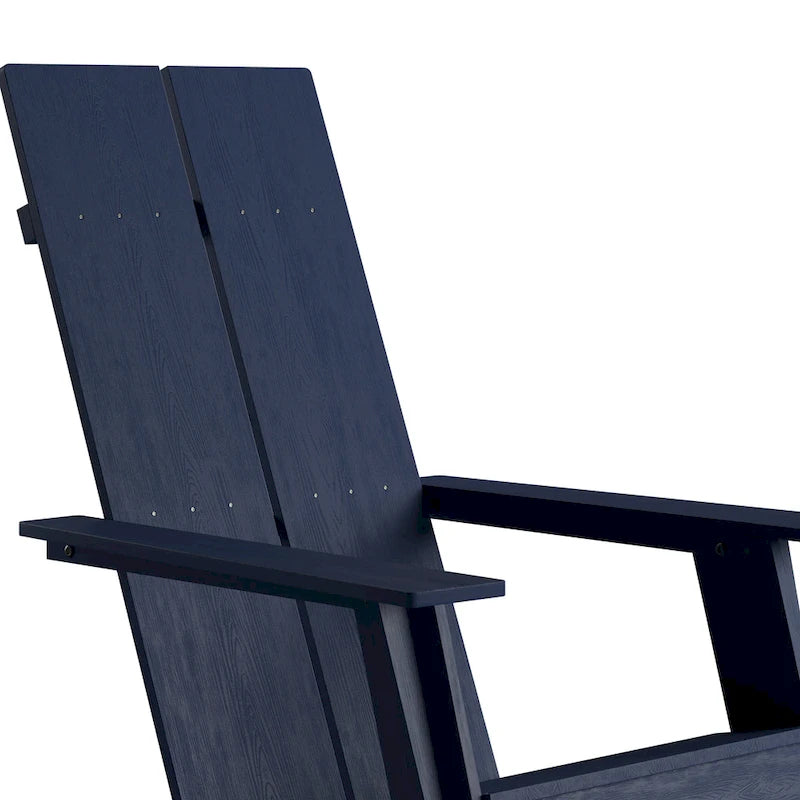 Ensemble de 4 chaises Adirondack modernes à double dossier à lattes pour intérieur/extérieur