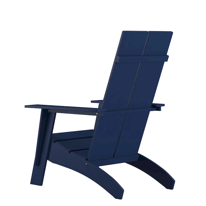 Ensemble de 4 chaises Adirondack modernes à double dossier à lattes pour intérieur/extérieur
