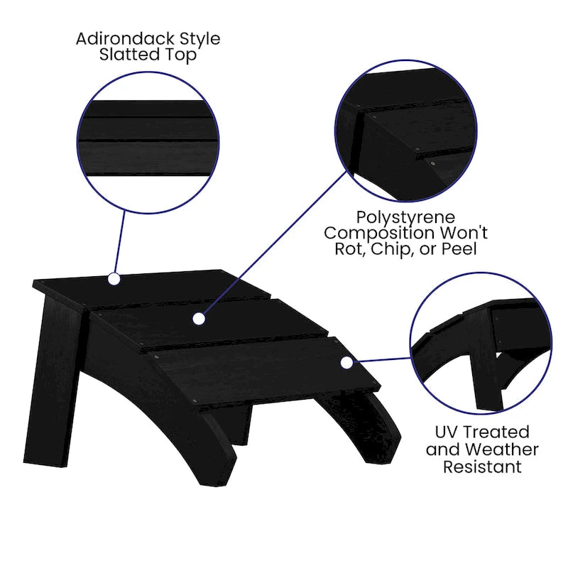 Pouf style Adirondack en résine polyuréthane pour intérieur/extérieur - 52 cm (P) x 50 cm (L) x 34 cm (H)
