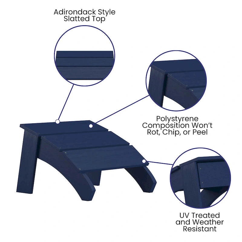 Pouf style Adirondack en résine polyuréthane pour intérieur/extérieur - 52 cm (P) x 50 cm (L) x 34 cm (H)