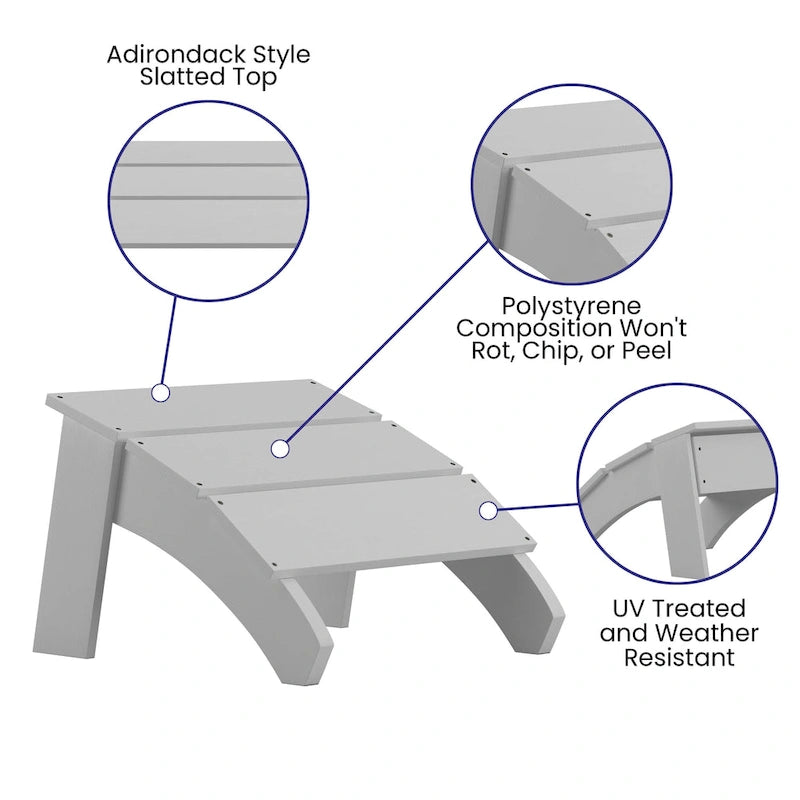Pouf style Adirondack en résine polyuréthane pour intérieur/extérieur - 52 cm (P) x 50 cm (L) x 34 cm (H)