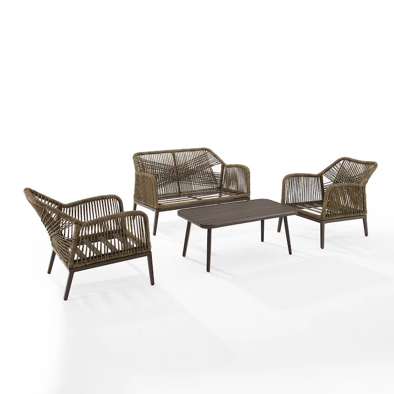 Ensemble de conversation extérieur en résine tressée Haven 4 pièces - 85 cm (P) x 143 cm (L) x 29,75 cm (H)