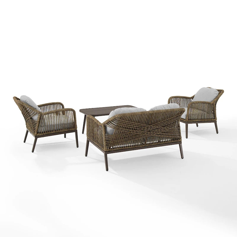 Ensemble de conversation extérieur en résine tressée Haven 4 pièces - 85 cm (P) x 143 cm (L) x 29,75 cm (H)
