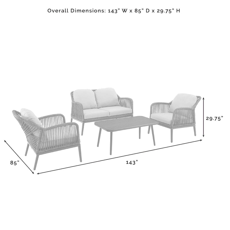 Ensemble de conversation extérieur en résine tressée Haven 4 pièces - 85 cm (P) x 143 cm (L) x 29,75 cm (H)