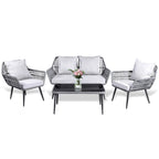 Ensemble de conversation Tappio 4 pièces en résine tressée avec coussins pour extérieur - 126 cm (L) x 69,5 cm (P) x 74,4 cm (H)