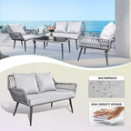 Ensemble de conversation Tappio 4 pièces en résine tressée avec coussins pour extérieur - 126 cm (L) x 69,5 cm (P) x 74,4 cm (H)