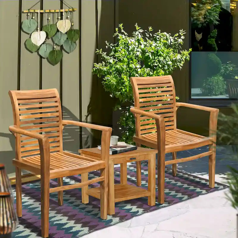 Fauteuil empilable en bois de teck Chic Teak Rio pour intérieur/extérieur