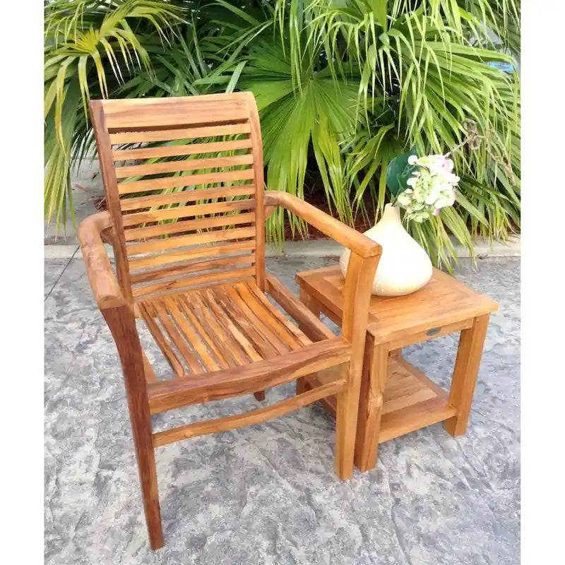 Fauteuil empilable en bois de teck Chic Teak Rio pour intérieur/extérieur