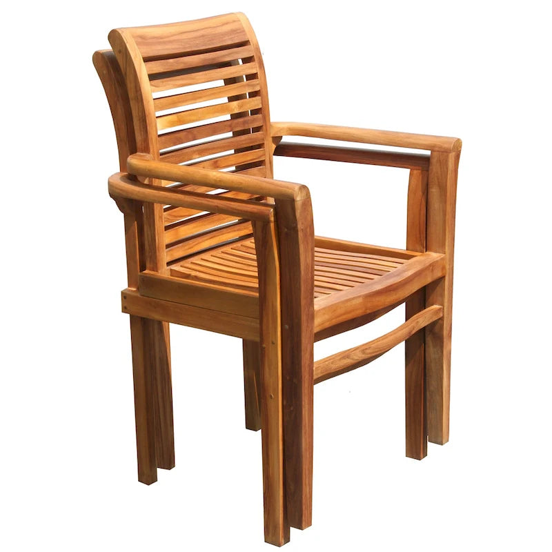 Fauteuil empilable en bois de teck Chic Teak Rio pour intérieur/extérieur