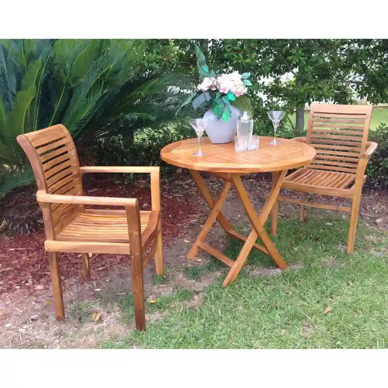 Fauteuil empilable en bois de teck Chic Teak Rio pour intérieur/extérieur