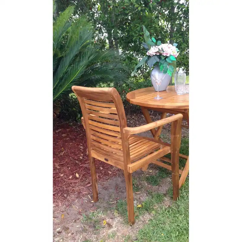 Fauteuil empilable en bois de teck Chic Teak Rio pour intérieur/extérieur