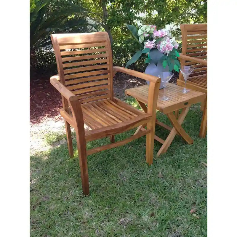Fauteuil empilable en bois de teck Chic Teak Rio pour intérieur/extérieur