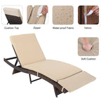 Chaise longue de jardin en osier avec coussin - 1 chaise longue