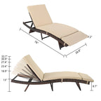 Chaise longue de jardin en osier avec coussin - 1 chaise longue