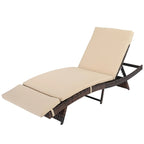 Chaise longue de jardin en osier avec coussin - 1 chaise longue