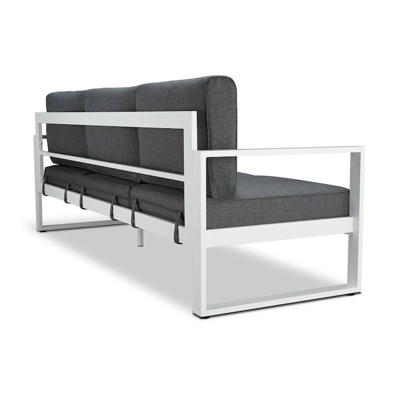 Canapé d'extérieur Baltic blanc avec coussins gris par Real Flame